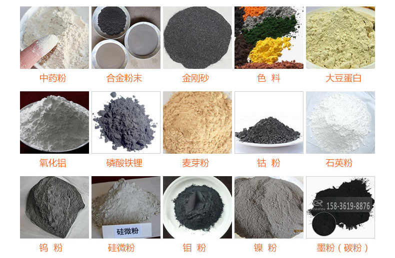 氣體保護(hù)超聲波振動(dòng)篩的行業(yè)應(yīng)用：中藥粉，合金粉末，金剛砂，色料，大豆蛋白，氧化鋁，磷酸鐵鋰，麥芽粉，鈷粉，石英粉，鎢粉，硅微粉，鉬粉，墨粉。