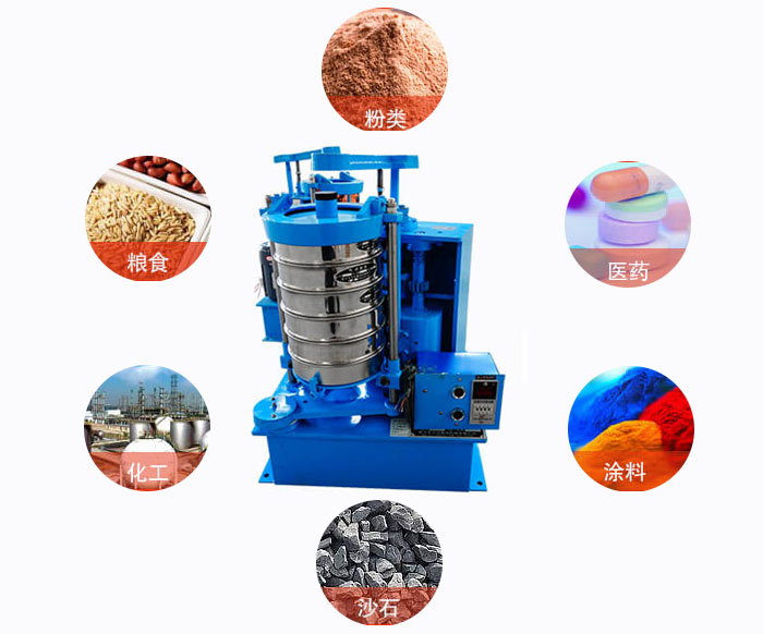 拍擊式標(biāo)準(zhǔn)振篩機(jī)適用范圍：粉狀，醫(yī)藥，糧食，石沙，化工，涂料等