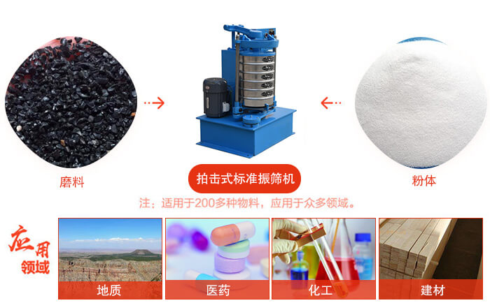 拍擊篩適用于多種物料顆粒狀，粉狀，不規(guī)則物料的篩分。